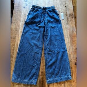 Habitual Blue Wide-Leg Denim sweatpants pants drawstring waist NEW NWT small